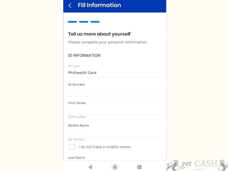 Gcash Fill in all the information