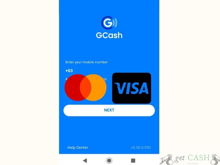 Mastercard and Visa logo with Gcash background