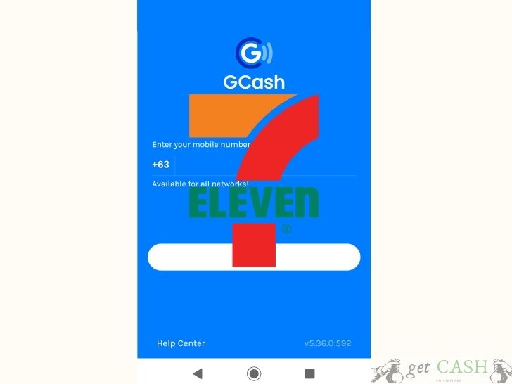 Seven Eleven logo with Gcash background