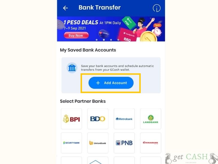 Bank transfer ADD ACCOUNTS