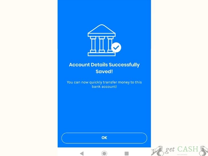 Bank transfer click ok to add bank